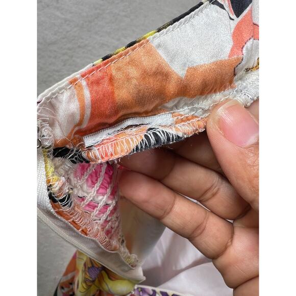 Vintage Cache Silk Floral Bubble Hem Halter Smocked Mini Dress Womens Large / XL - Picture 8 of 12